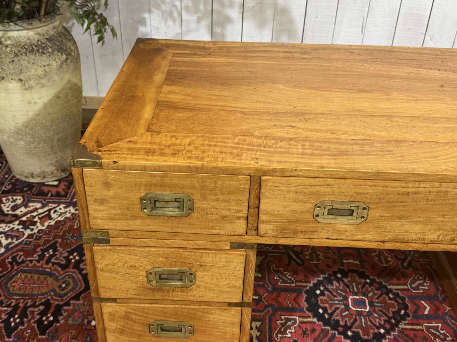 Nautical-style teak writing desk