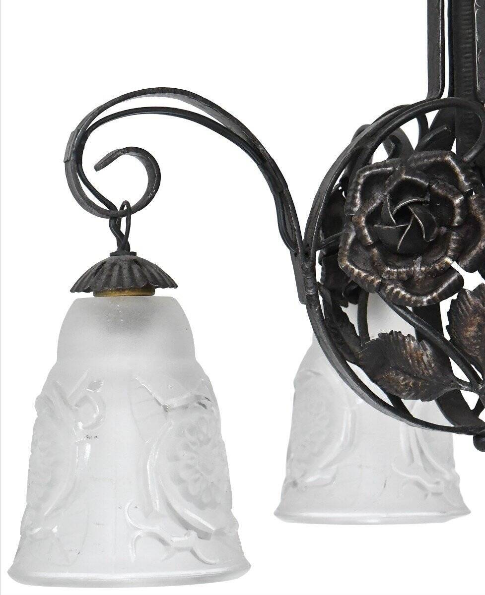 Art Deco wrought iron chandelier