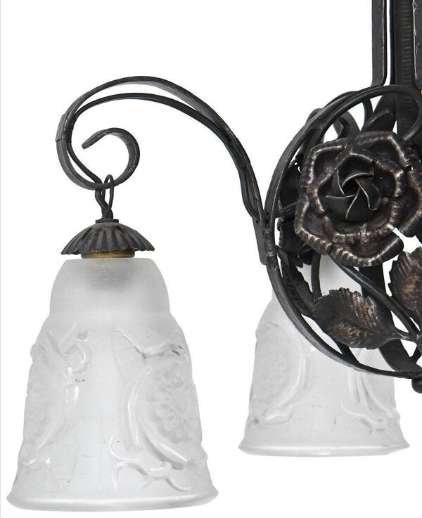 Lustre de style Art Déco en fer forgé