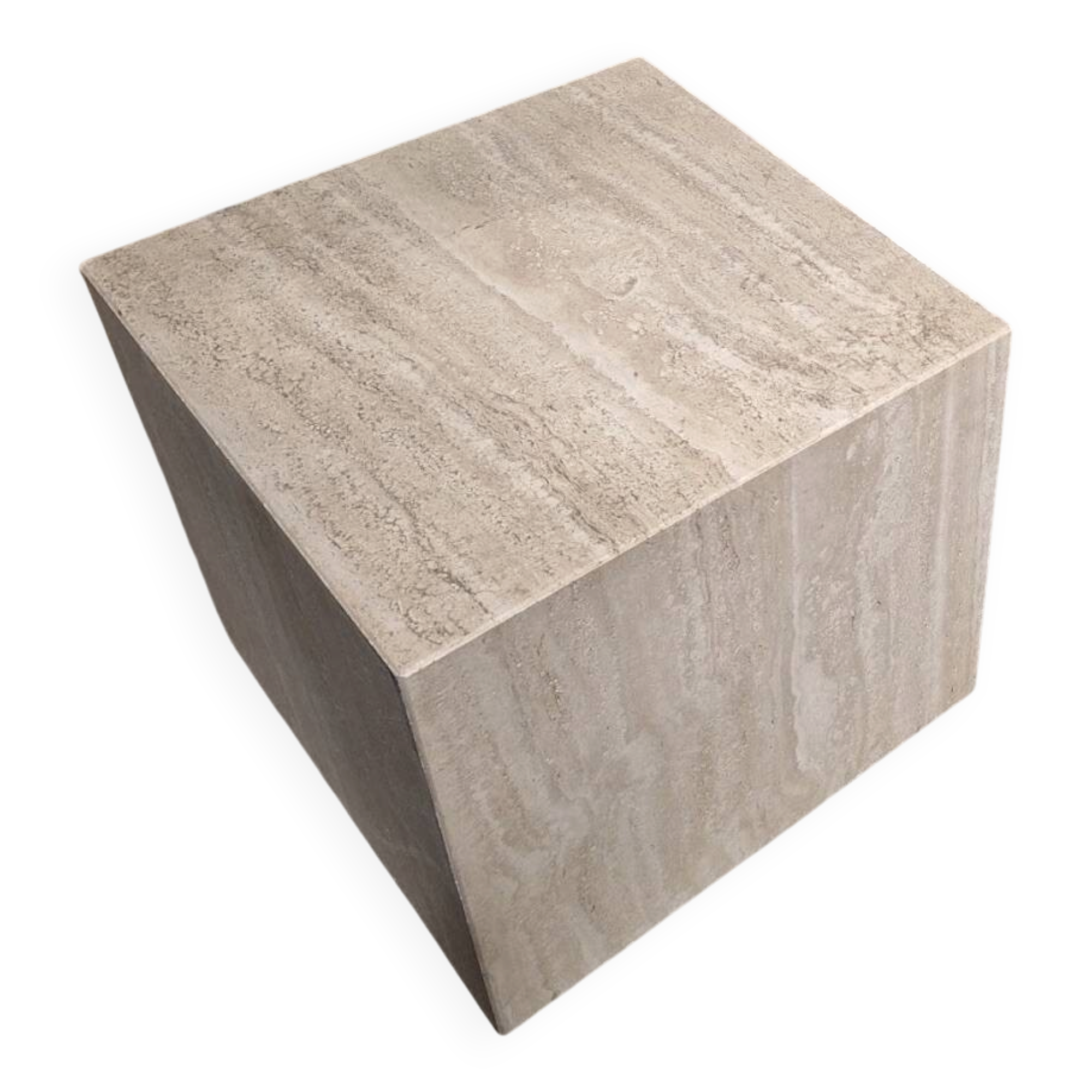 Italian veined travertine coffee table or pedestal