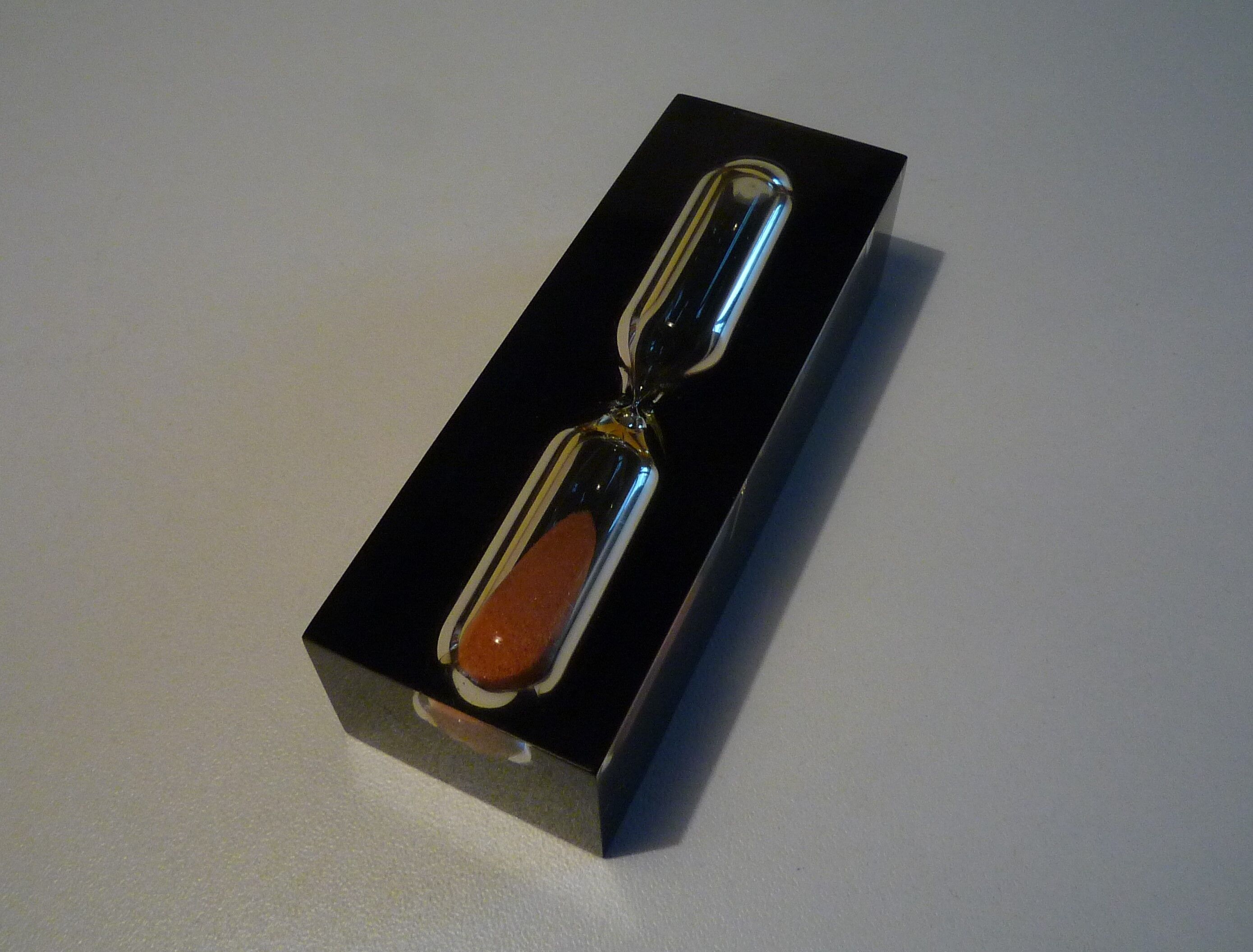 Resin hourglass with inclusion 1970s