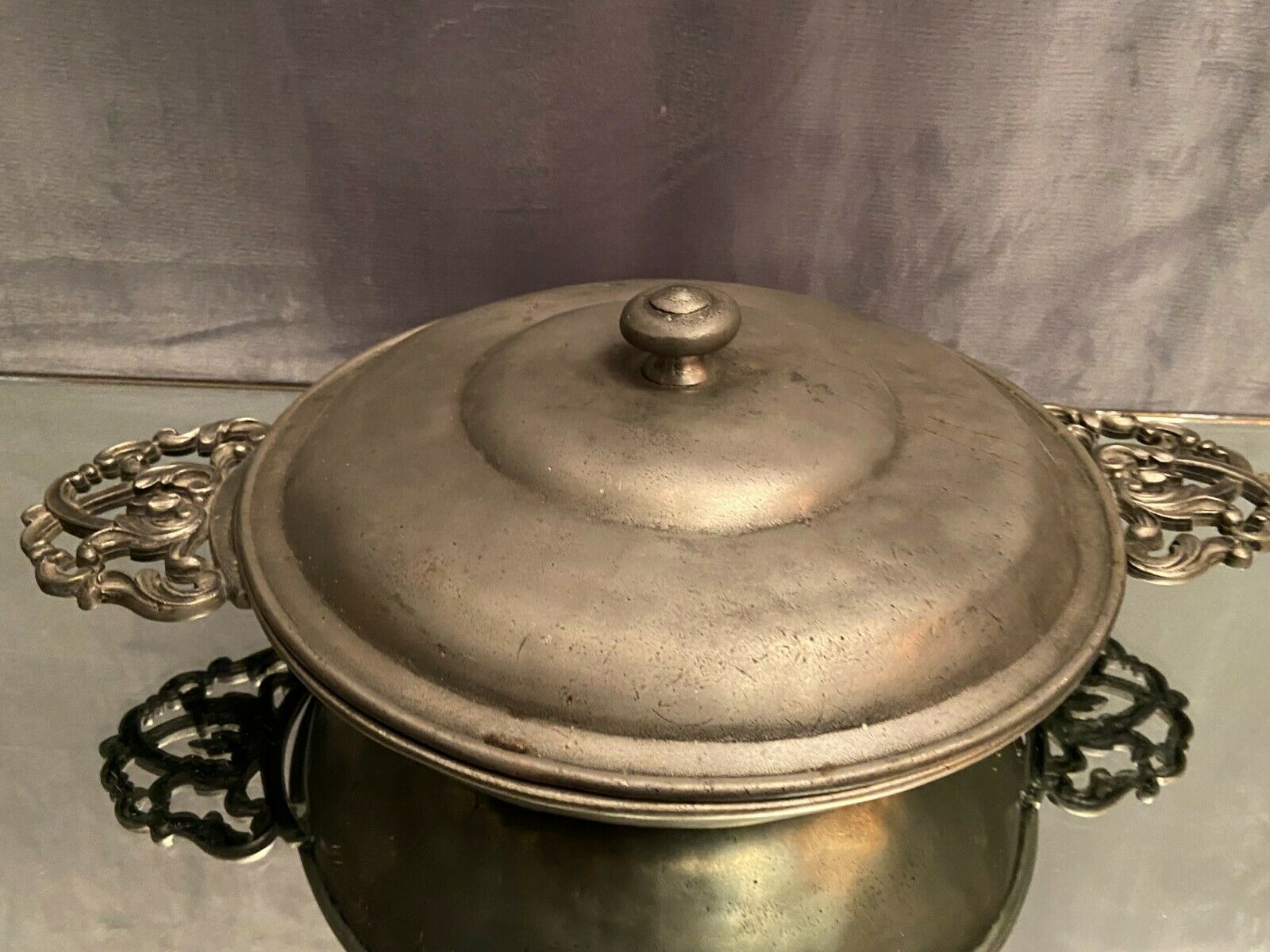 Renaissance style pewter eared vegetable