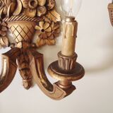 Appliques anciennes en bois doré sculpté du XIX ème siècle motifs paniers de fleurs