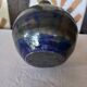 Vase céramique émaillée reflets bleus 1970