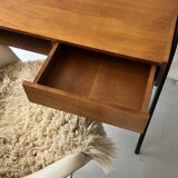 Desk in wood and black metal design 1950