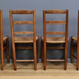 Set of 4 rush-seated chairs in cherry wood – late 19th century