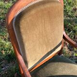 Antique Voltaire armchair in wood and green velvet Louis Philippe