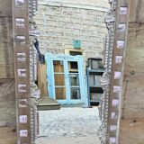 Old Art Deco mirror in Burmese teak