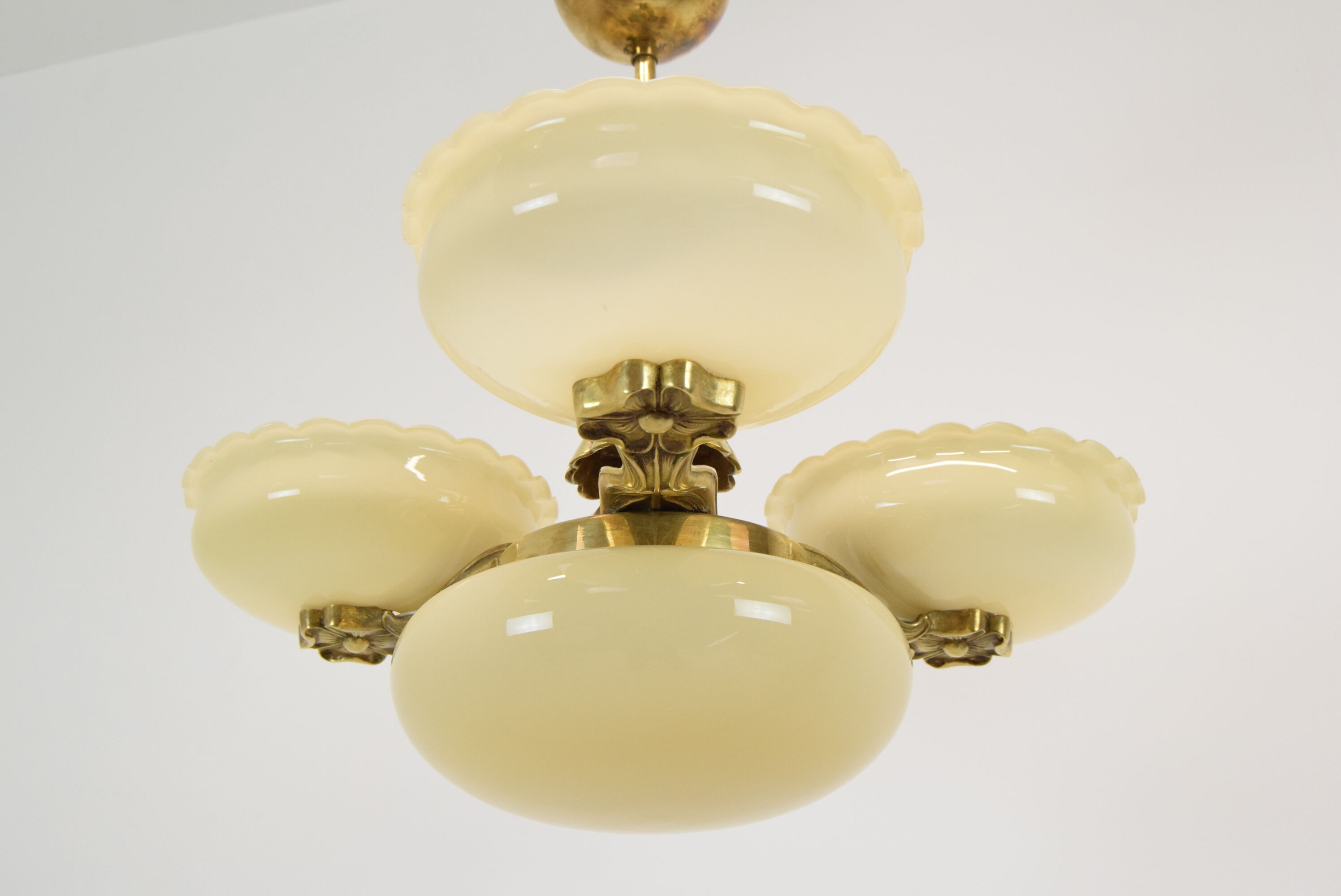 Art deco rare Brass Chandelier,1930's.
