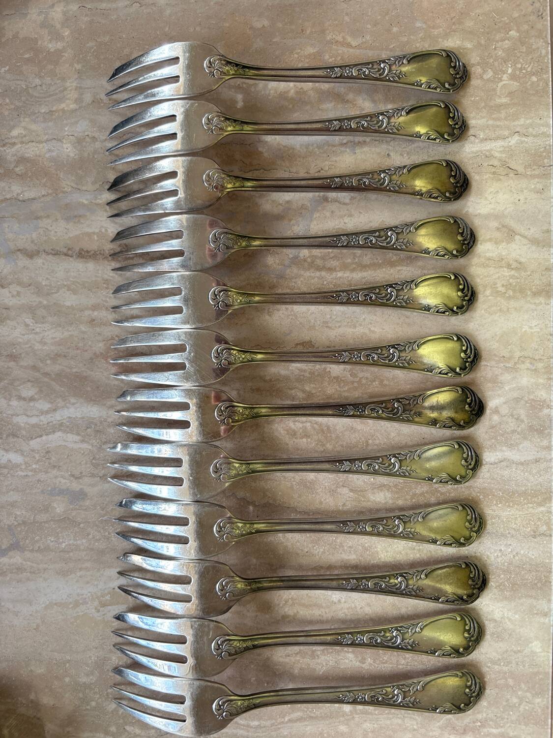 12 Christofle solid silver forks