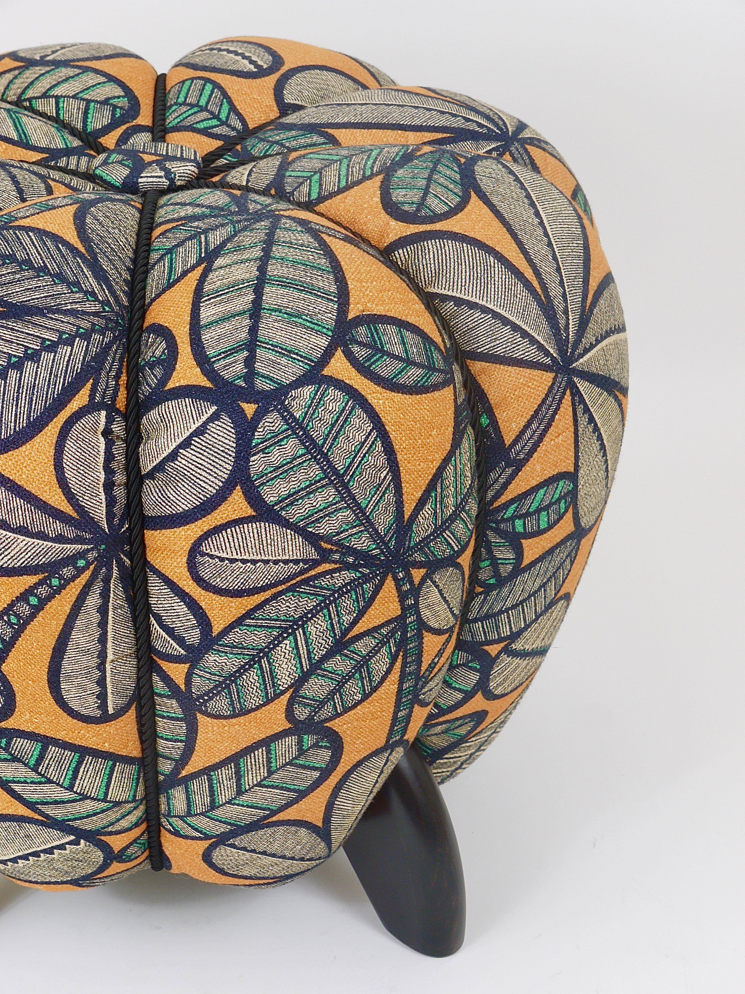 up to 3 Art Deco stools by Jindrich Halabala, leaf pattern, pouf, ottoman, 1930s