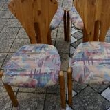 Set of 4 vintage swedish solid pine chairs 1960