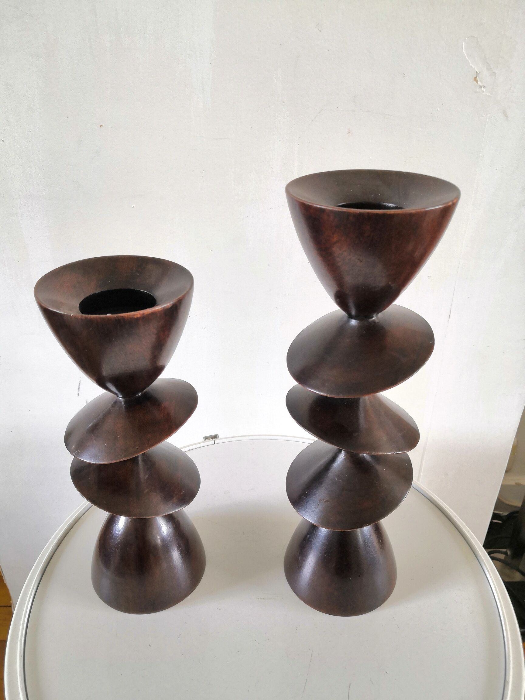 Pair of ebony candle holders design
