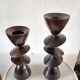 Pair of ebony candle holders design