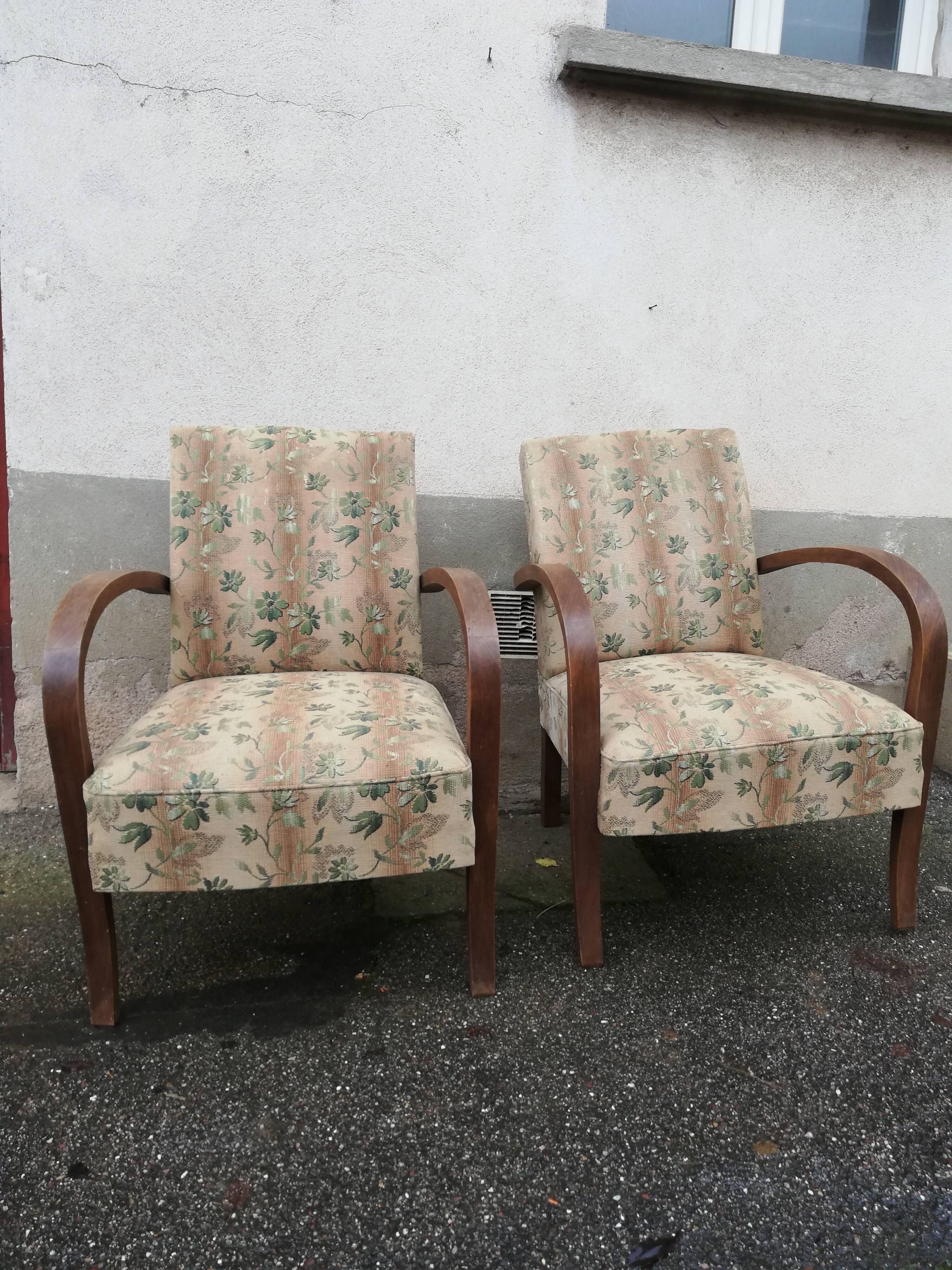 Paire de fauteuils années 50 tissu fleuri