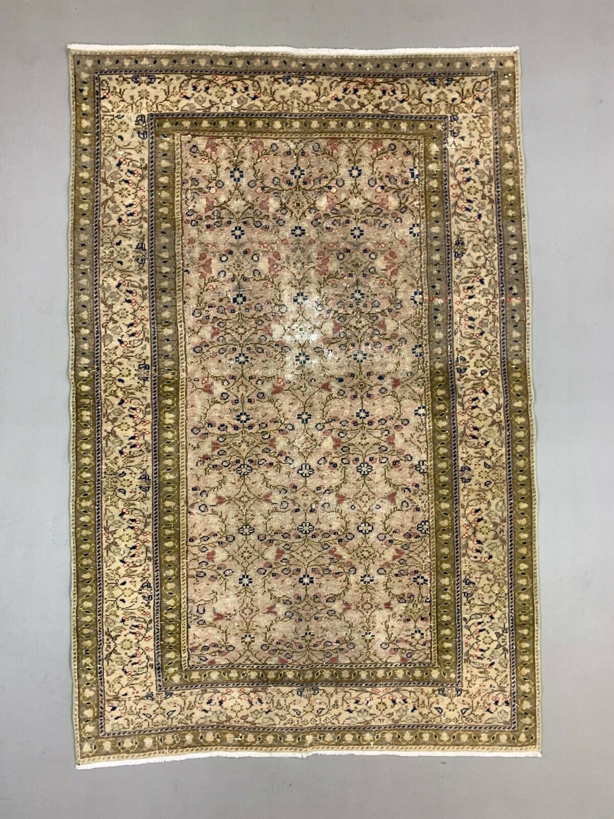 Distressed Turkish Rug 176x116 cm wool Vintage shabby Chic Tribal Brown, Beige