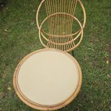 Vintage rattan armchair and coffee table attributed to Rohe Noordwolde