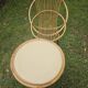 Vintage rattan armchair and coffee table attributed to Rohe Noordwolde