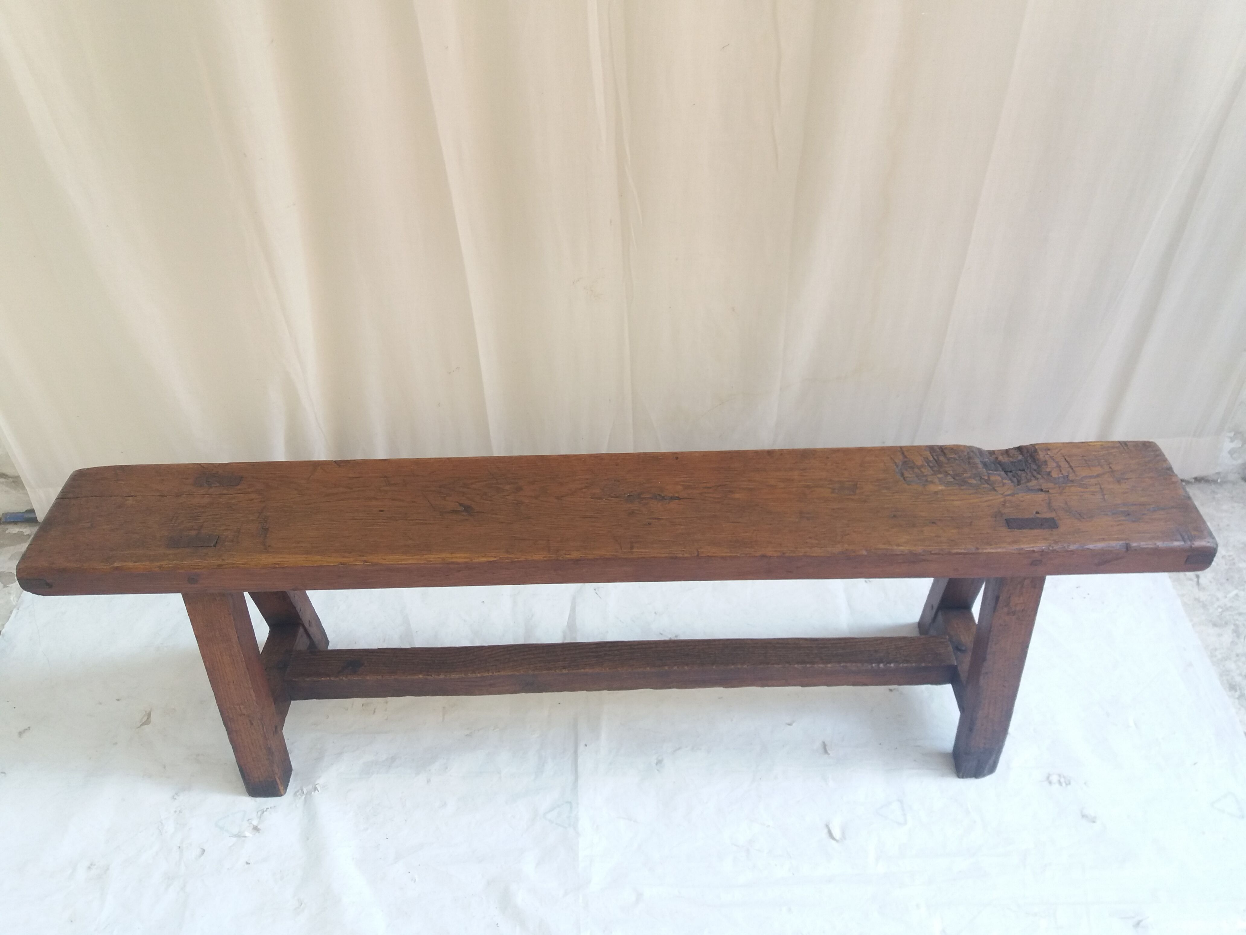 Pair of old benches in chene