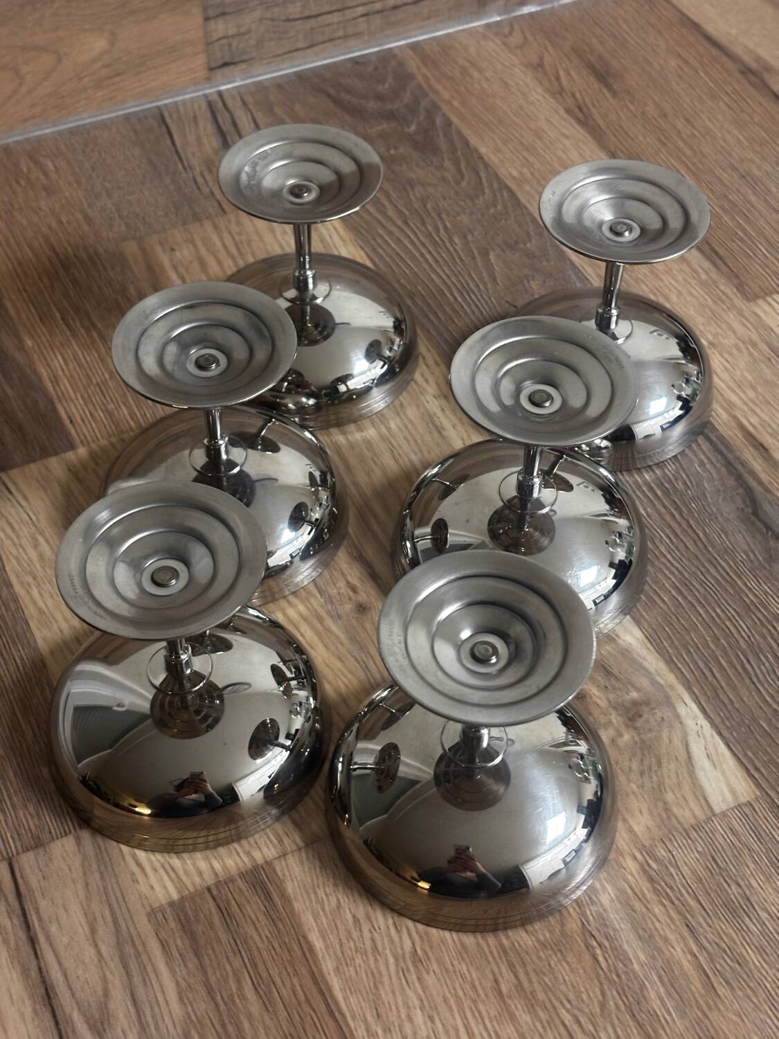 Vintage set of 6 beautifully crafted stainless steel bowls by Letang Remy.