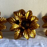 Trio appliques fleurs dorées