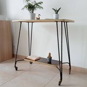 Vintage Formica and wrought iron rolling dessert trolley/side table.
