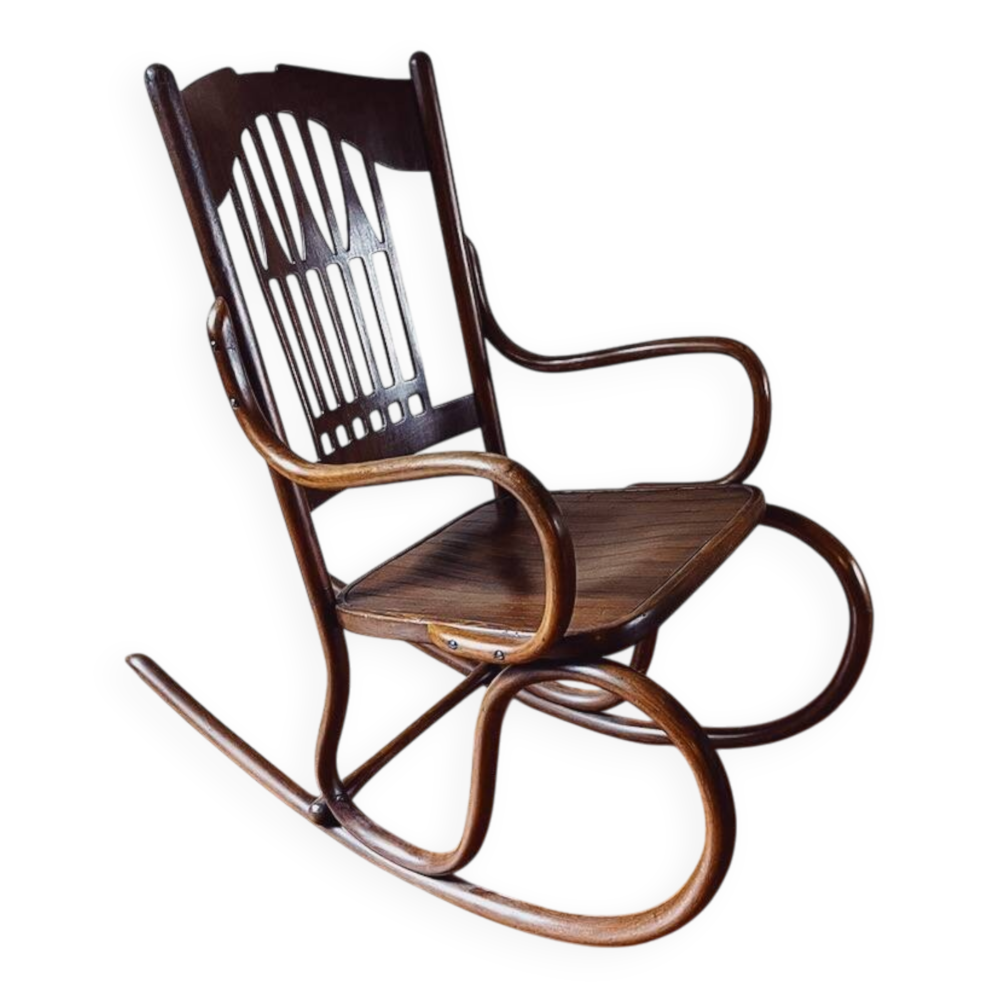 Rocking chair de Gustave Siegel conçu par Jacob & Josef Kohn