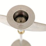 Pair of postmodern 1980s candlesticks, stainless steel and brass