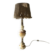 Grande lampe onyx et macramé 