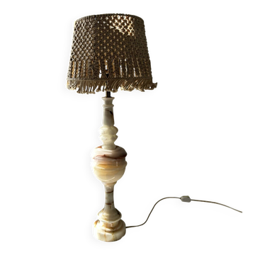 Large onyx and macramé lamp