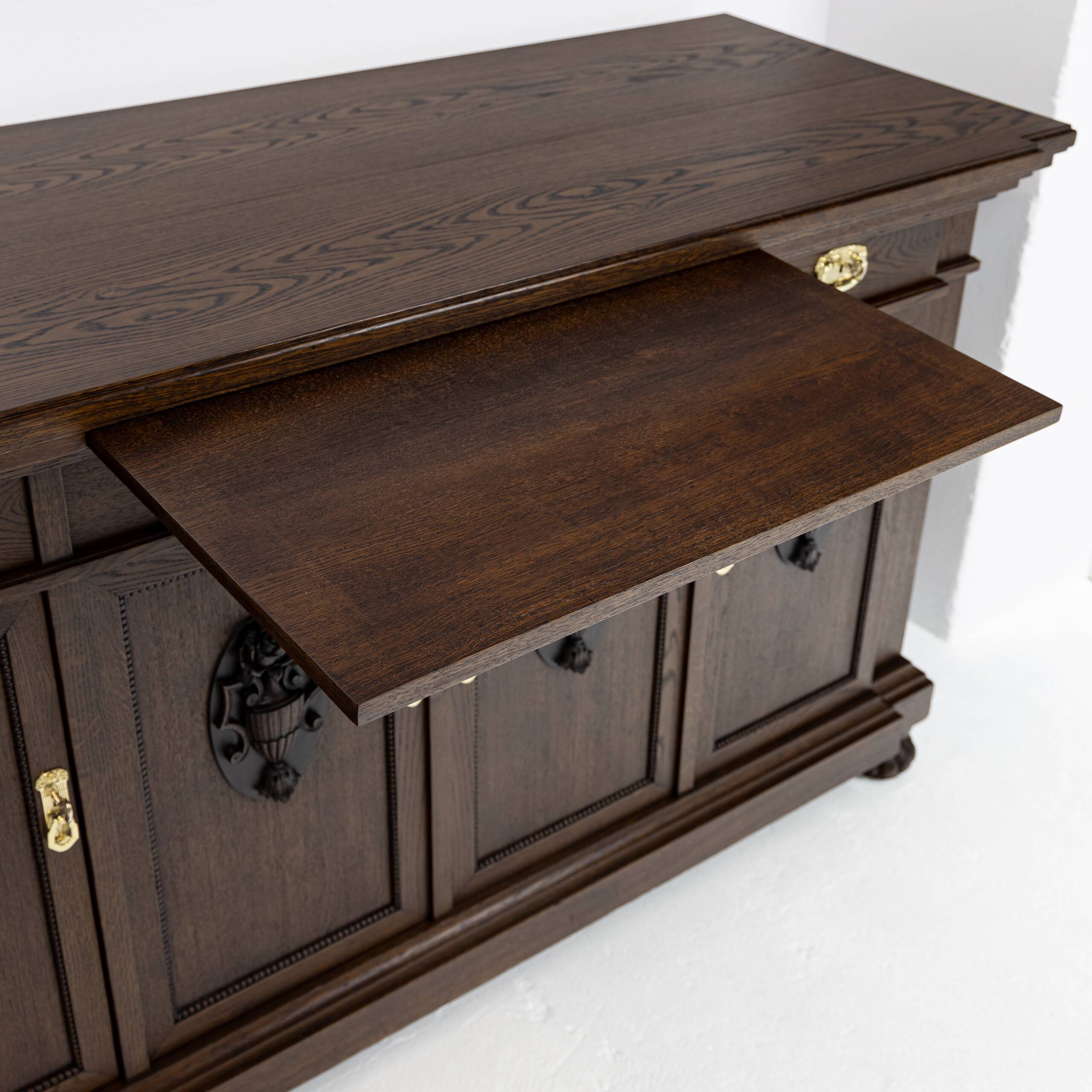 Large buffet with 4 doors in oak and mahogany - early 20th century