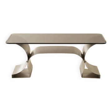Coffee table by François Monnet for Kappa, France, 1970s — original glass