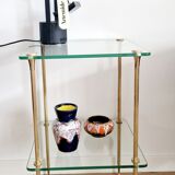 Glass and brass side table 70s