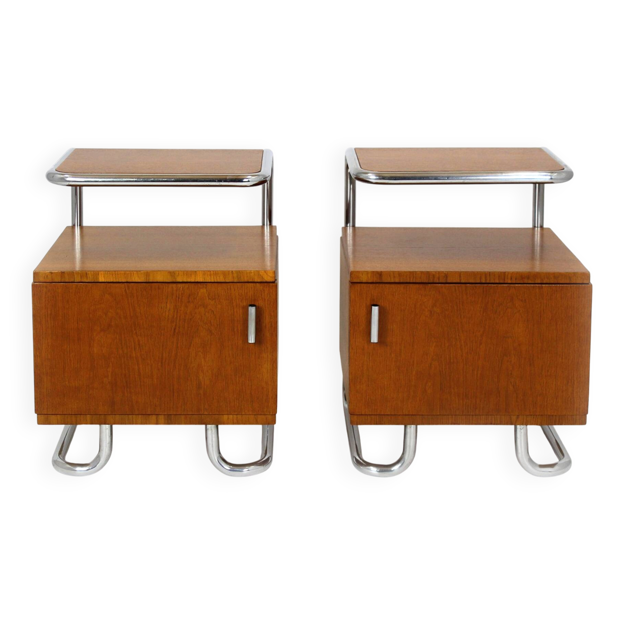 Restored Bauhaus Bedside Tables by Hynek Gottwald, 1930s, Set of 2