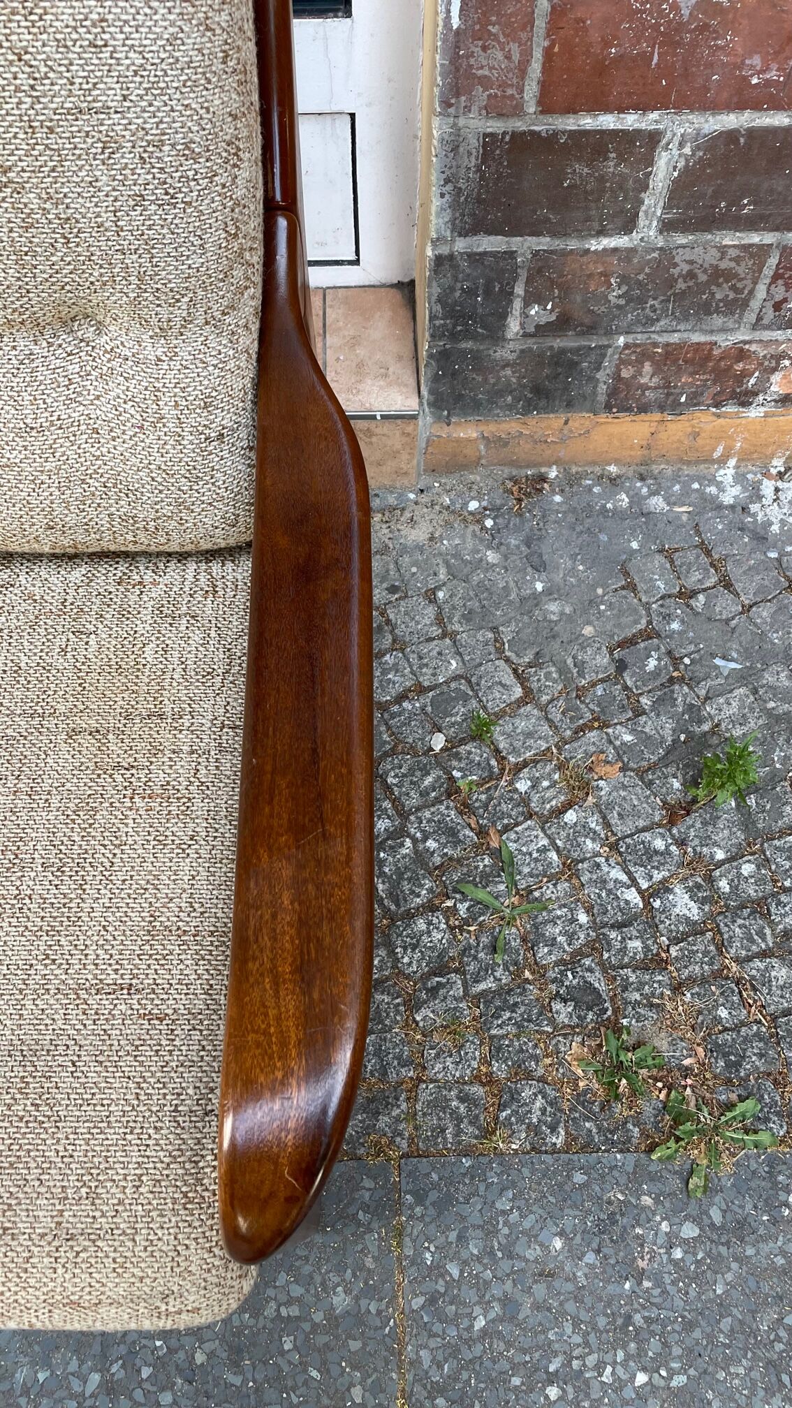 Teak and two-seater wool sofa from the 60s