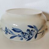 Creil and Montereau ceramic soup tureen with blue flower pattern