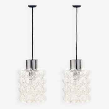 Pair Of Mid Century Modern Bubble Glass Ceiling Lights By Helena Tynell For Limburg, Germany, 1960s