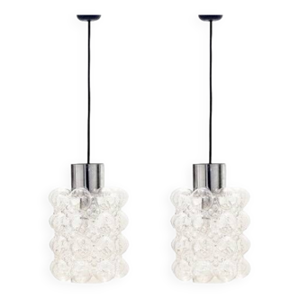 Pair Of Mid Century Modern Bubble Glass Ceiling Lights By Helena Tynell For Limburg, Germany, 1960s