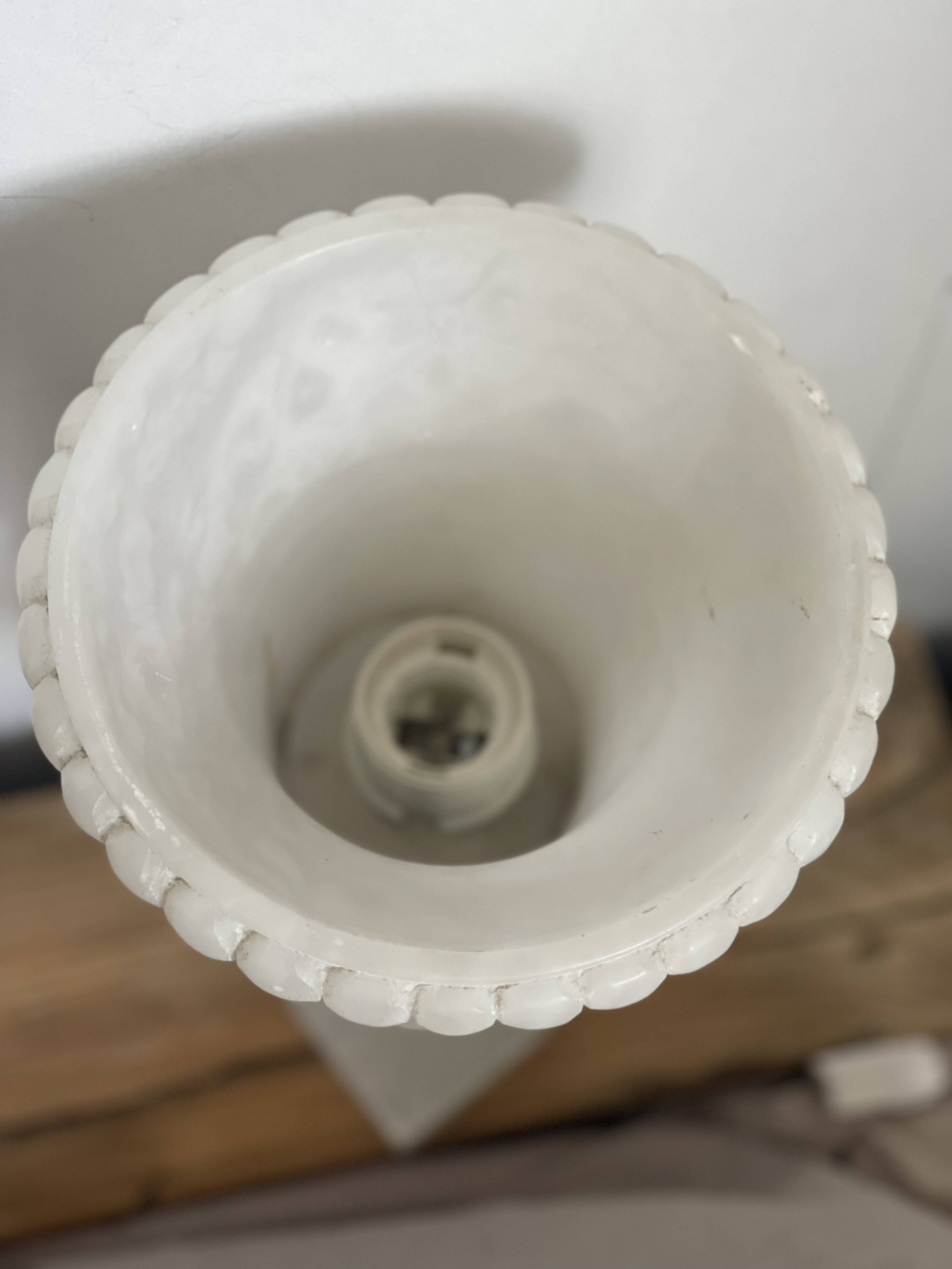 Vintage alabaster lamp on square base - decorative object