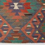 6x10 Green & Purple Vintage Kilim Rug, Modern Oushak Rug, 181x291Cm