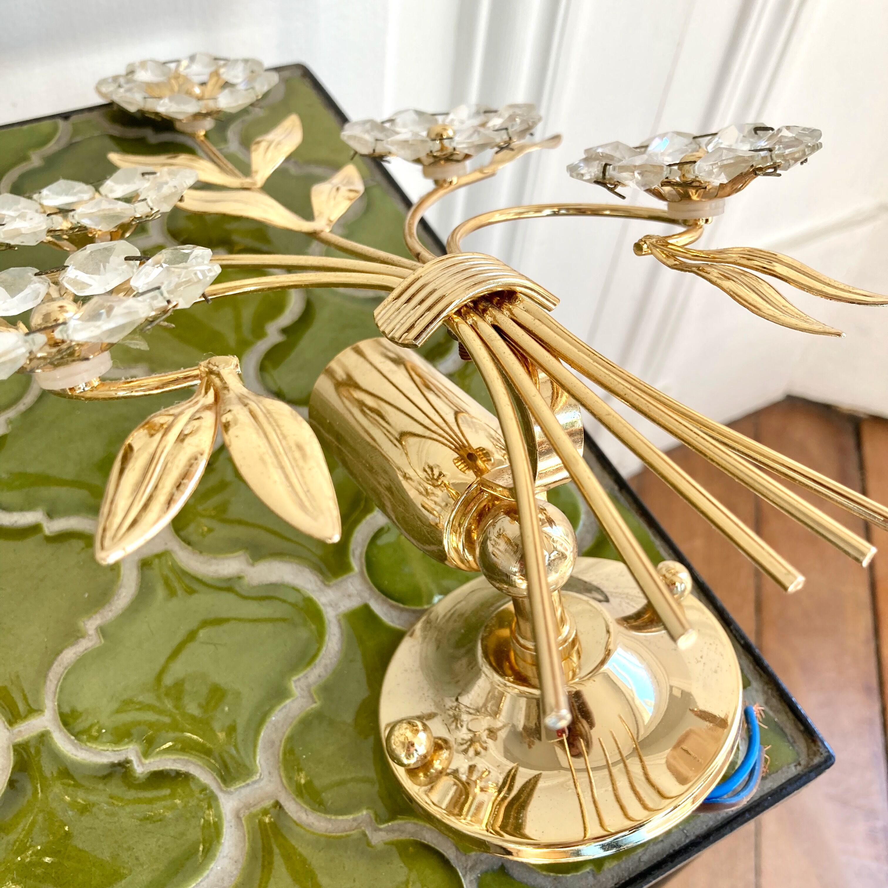 Pair of golden wall lamps Italy 70-80