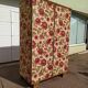 Wardrobe - wardrobe - Old - Wood - Floral Fabric - Artisanal