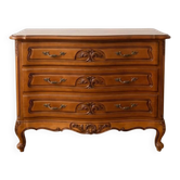 Commode Louis XV en bois merisier 3 tiroirs
