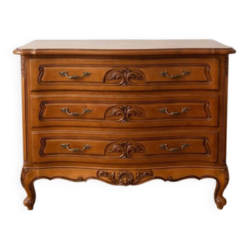 Louis XV commode in cherry wood with 3 drawers.