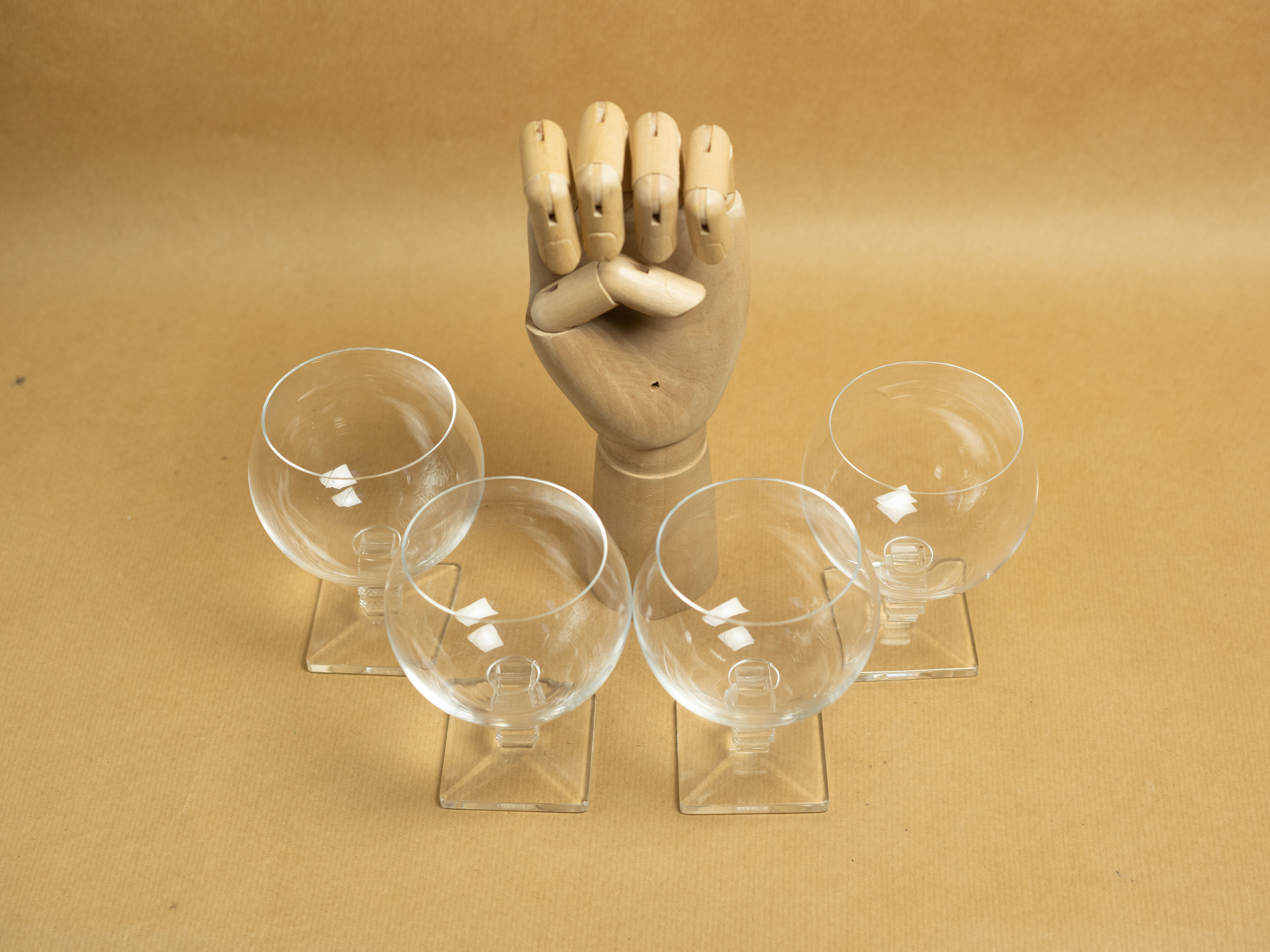 Lot 4 glasses with crystal foot Lalique Argos art deco 1930