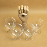 Lot 4 glasses with crystal foot Lalique Argos art deco 1930