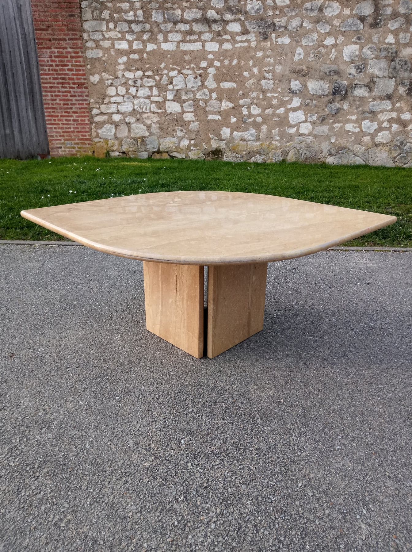 Travertine coffee table