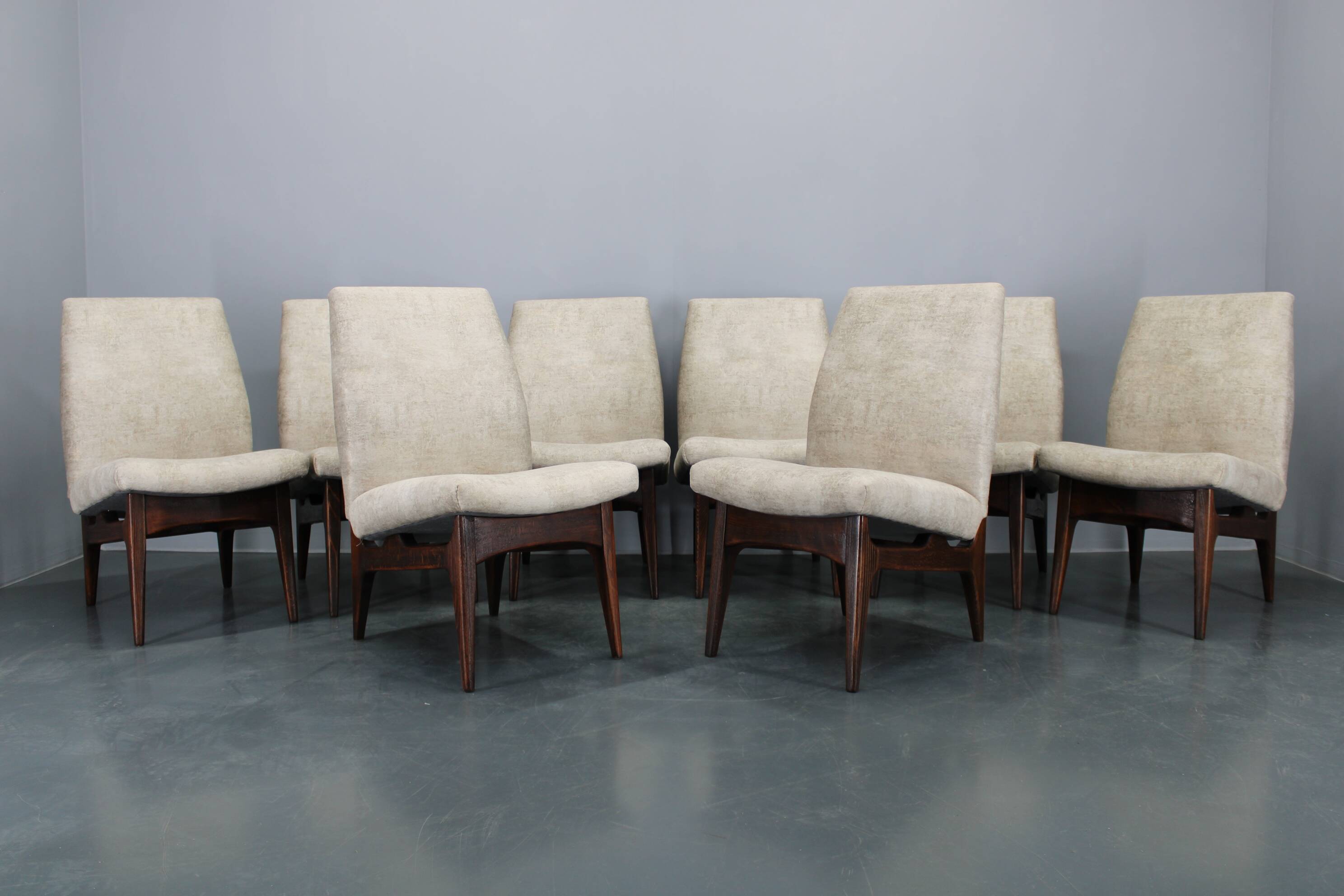 1970s Set of Eight Restored Dining Chairs, Czechoslovakia