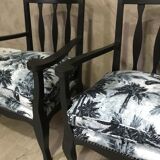 Pair of jungle fabric armchairs