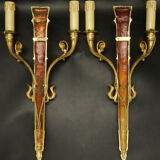 Pair of sconces with quiver and eagle heads style Restoration of the nineteenth